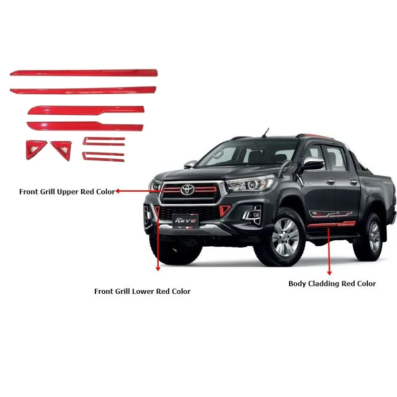Для Toyota Hilux Revo Rocco внешняя отделка внешняя крышка украшения кузова аксессуары двери литье красные автомобильные аксессуары
