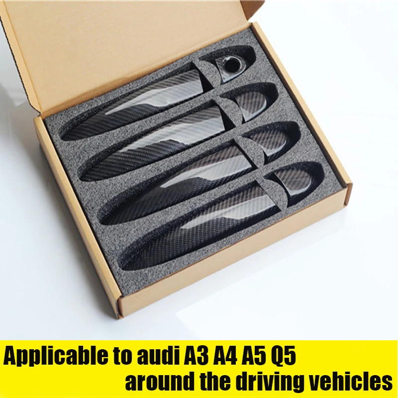 Автомобильный Стайлинг для Audi из углеродного волокна Автомобильная дверная ручка для внешней отделки крышки для Audi A1 A3 A4 A4L A5 Q3 Q5 S4 S5 20172019