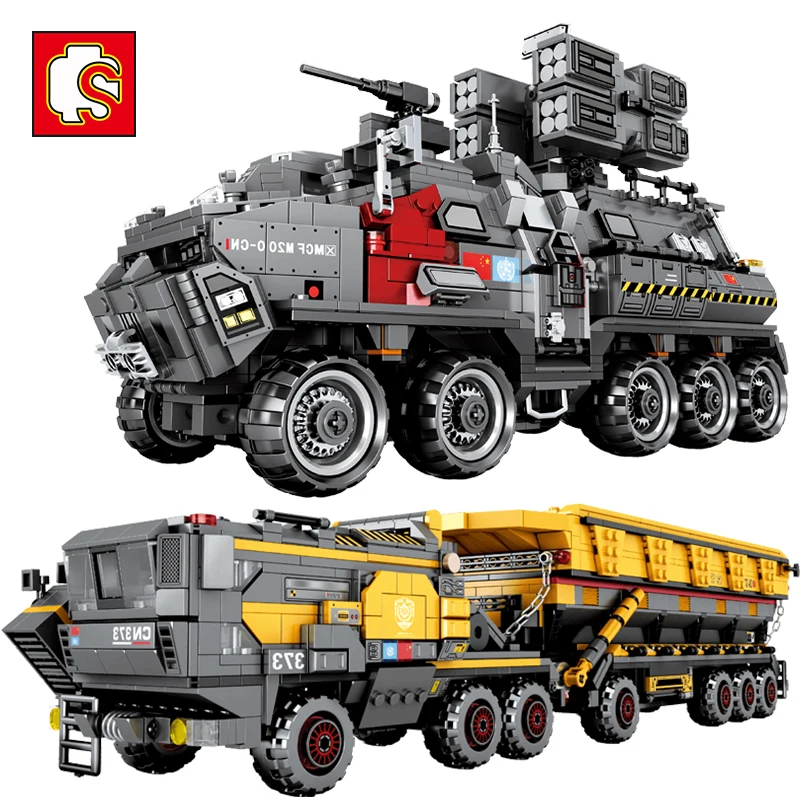 SEMBO City Wandering Earth Carrier Car Military Tank Cargo Van Transport Truck Model Building Blocks High-Tech Boys Toys for kid | Игрушки и