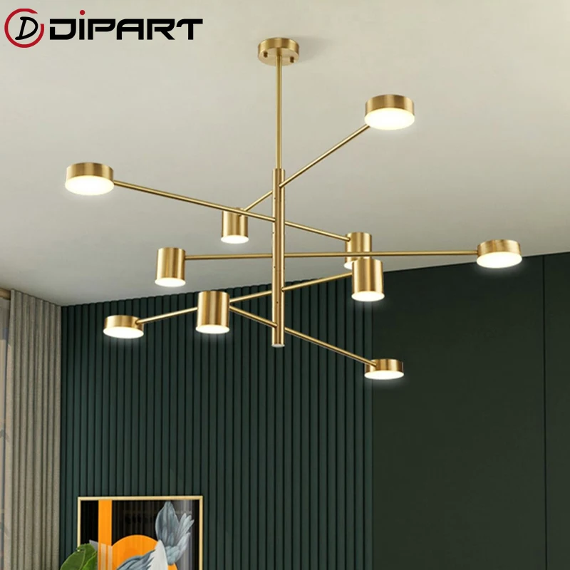 

Modern Art DECO LED Chandeliers For Living Room Luxury Designer Restaurant Copper Chandelier Lighting Hanging Dining Lamp