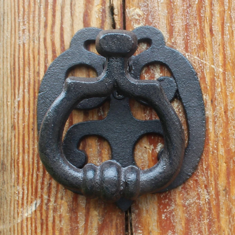 Door Knock Handle Home Decoration Cast Iron Wood Vintage