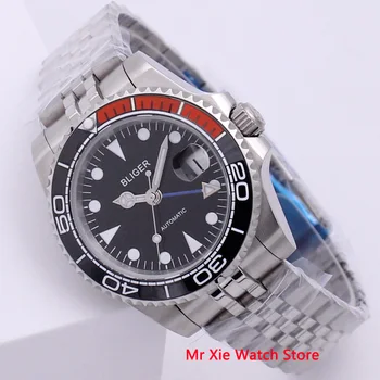 

Bliger 40mm Automatic Mechanical Watch Men Business Sapphire Crystal Vintage GMT Watch Luminous Waterproof Calendar Wristwatch
