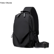 Мужская нагрудная сумка Повседневная нейлоновая водонепроницаемая сумка через плечо маленькая сумка Молодежная Спортивная сумка для телефона с отверстием для наушников