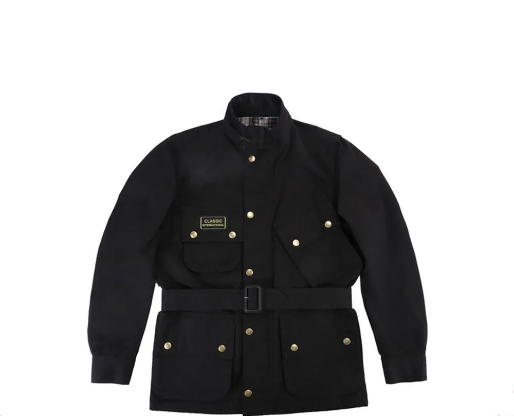 

Men's Motorcycle Dispatch Jacket Wax-free Multi-pockets Quilted Black Safari Style Windproof UK Fashion