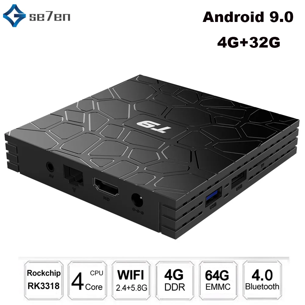 Android 9,0 ТВ приставка T9 Смарт ТВ приставка 4K четырехъядерный медиаплеер 4 Гб ram 32 ГБ/64 Гб rom 2,4G/5G двойной wifi USB 3,0 ТВ приставка телеприставка