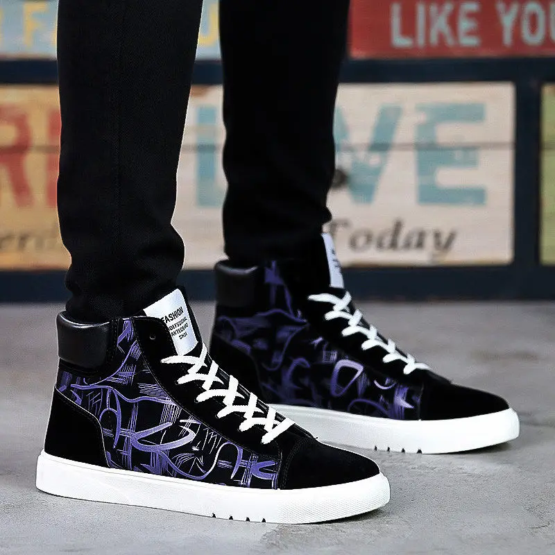 Hot sale Men Casual multicolour Skateboarding Shoes High Top Sneakers Sports Shoes Breathable Street Shoes Chaussure Homme