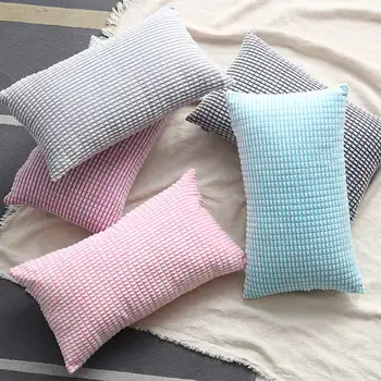 

Soft Luxury Corn Kernel Pillow Cushion Covers Solid Home Bedroom Sofa Decorative Winter Gray Flannel Pillowcase