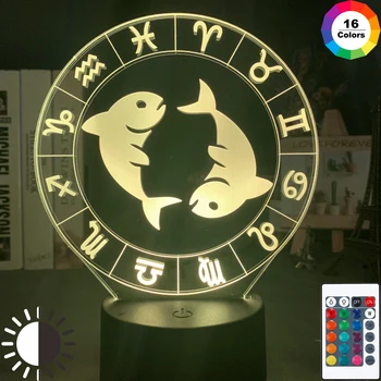 

Pisces Night Light for Girls Room Decoration Light Led Touch Sensor Beautiful Nightlight Gift Twelve Constellation Lamp Bedroom