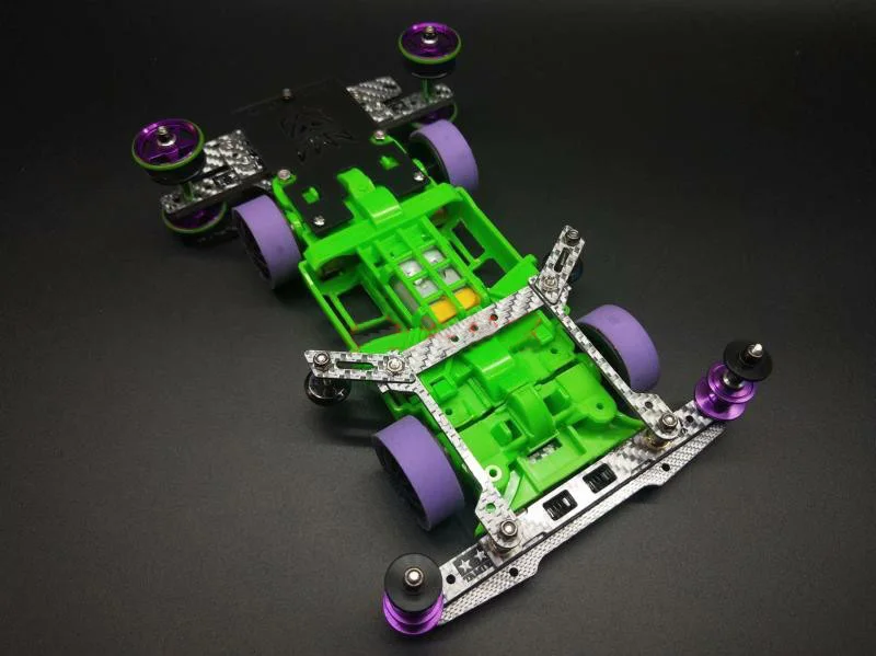 1Set Tamiya Mini 4WD Car Model With Green MSL/MS-L Chassis Inside Suspension Spring Front/Rear Plates EVA