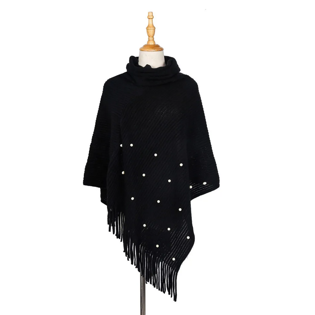 Новейшие винтажные шарфы boho, Женский Однотонный свитер с бисером, накидка, шали-покрывала и платки с кисточками@ 5