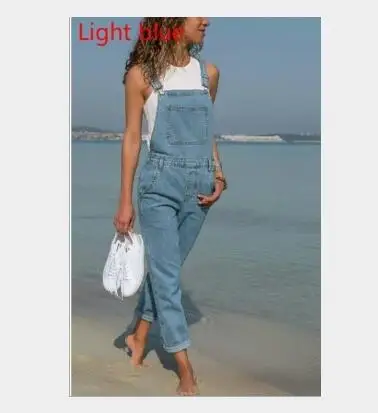 light blue Женский джинсовый комбинезон, женский комбинезон, женские джинсовые штаны, женский свободный комбинезон, длинные джинсовые брюки, женский комбинезон, джинсовый комбинезон - Цвет: light blue