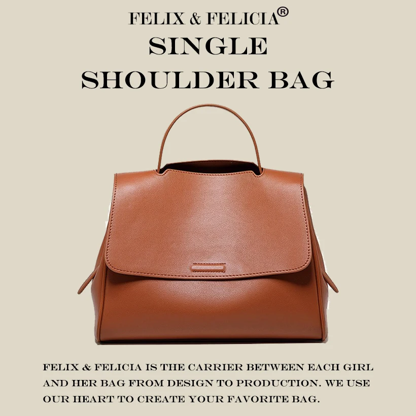 FELIX & FELICIA Fashion High Quality Shoulder Handbags Women Genuine Leather Crossbody Ladies Casual Retro Design Tote Flap Bag