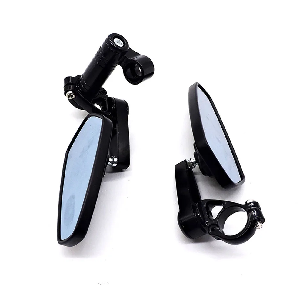 New 1 Pair 7/8" 22mm Universal Motorcycle Aluminum Rear View Handle Bar End Side Rearview Mirrors for Kawasaki Honda Yamaha KTM - Color: black