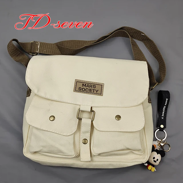 Women's Canvas Bag Japanese Department Harajuku Windsuit Messenger Bag Female Korean Students Shoulder Bags as picture 13 pendan