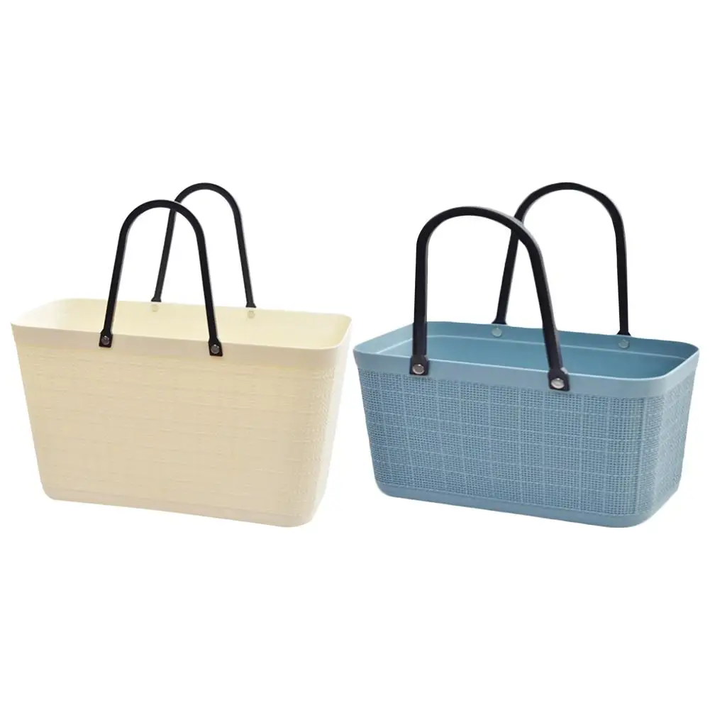 

Plastic Portable Storage Basket with Handles Shopping Bag for Kitchen