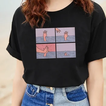 

hahayule-XSX Women Fashion Casual T-shirt Funny Sea Rescue Spoof Personality T-shirt