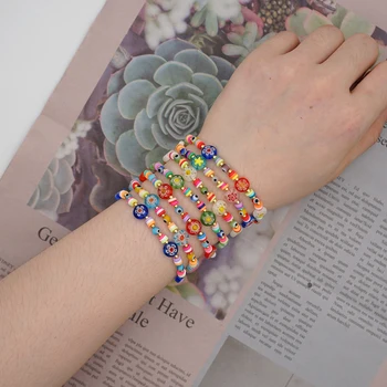 

GO2BOHO Bracelet For Women Evil Eye Patchwork Bracelets Heishi Disc Beads Jewelry Bohemian Pulseras Mujer Stretch Wristband