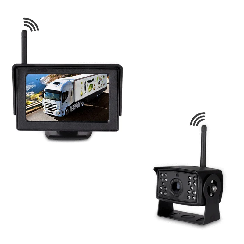 

2.4G Digital Wireless Car Reversing Truck Van Camera + 4.3" Monitor System 18 Infrared LED Day & Night Waterproof