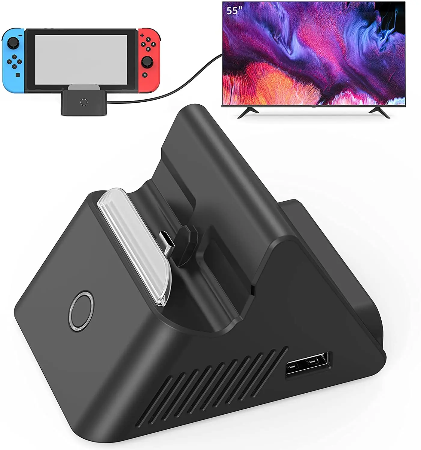 Heystop Switch Dock Per Nintendo Switch Con Hd Hdmi, Docking Station Portatile, Dock Tv Compatibile Con Nintendo Switch Oled