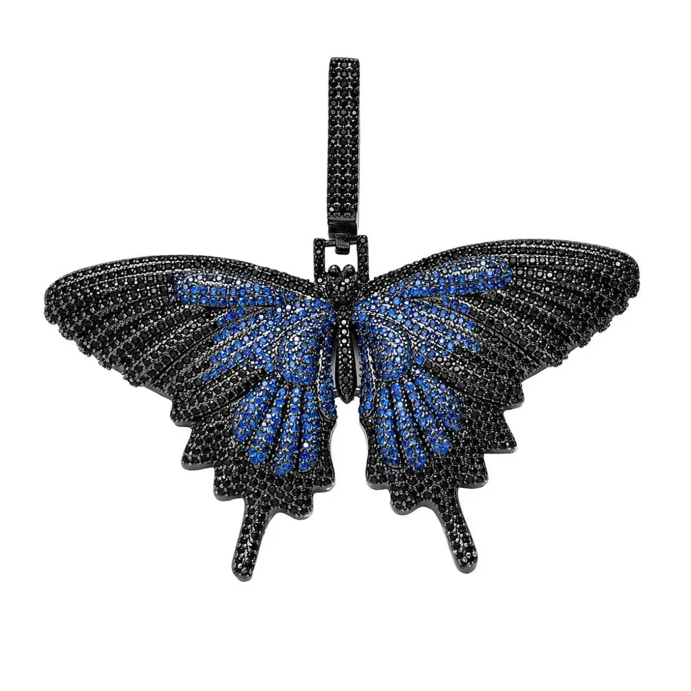 Anztilam Hip Hop Color Butterfly Pendant Necklace Full Iced Out AAA Cubic Zirconial For Men Women Jewelry Gift 3