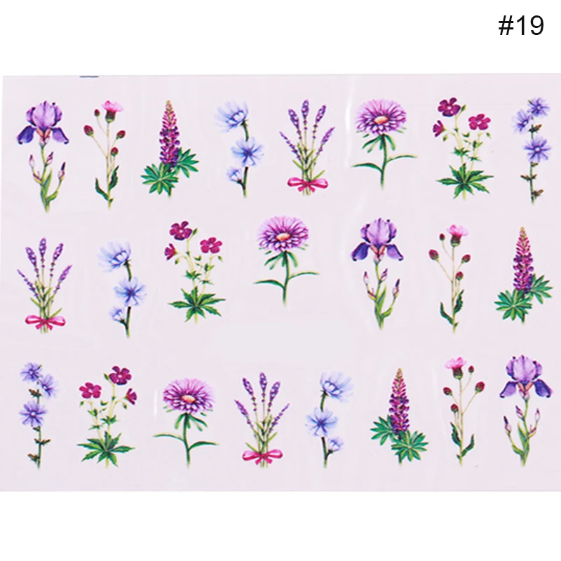 Nail Water Decals Colorful Flowers Butterfly Mixed Patterns Beauty Design Nail Art DIY Decoration Transfer Stickers Paper - Цвет: 26