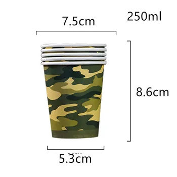 

100pcs High quality thicken disposable paper cups 9oz 250ml unique camouflage coffee milk tea water juice drink party cups