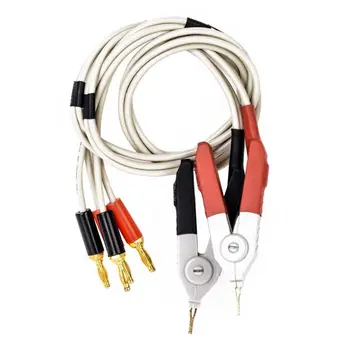 

NEW-1 pair insulated banana plug clips cable Low Resistance LCR Clip Probe Leads Test Meter Terminal Kelvin New