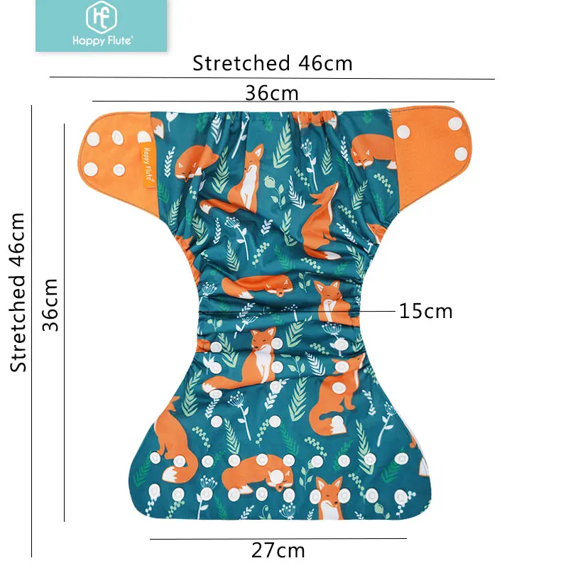 HappyFlute 8 diapers+8 Inserts Baby Cloth Diapers One Size Adjustable Washable Reusable Cloth Nappy For Baby Girls and Boys