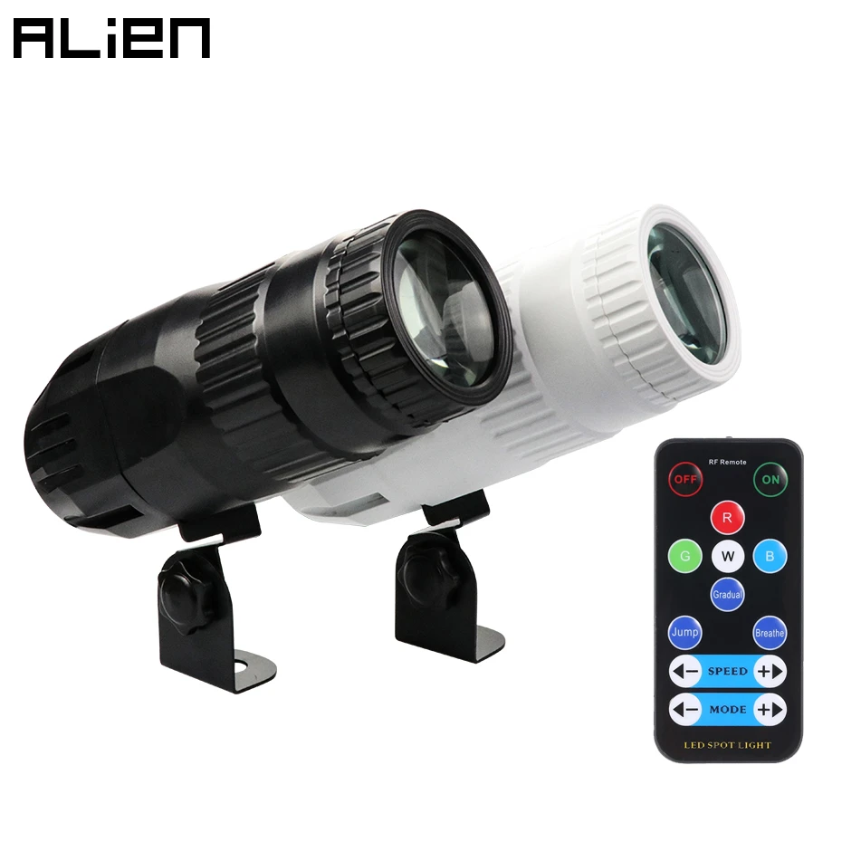 Billig ALIEN 15W RGBW LED Pinspot Strahl Scheinwerfer Licht DJ Disco Party Urlaub Dance Bar Weihnachten Bühne Beleuchtung Wirkung mit fernbedienung