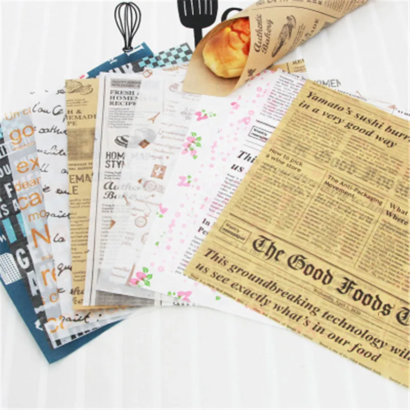 

50Pcs Oilpaper Wax Paper Food Wrapper Paper For Bread Sandwich Burger Fries Decoration Packaging Paper Nonstick Baking Wax Paper