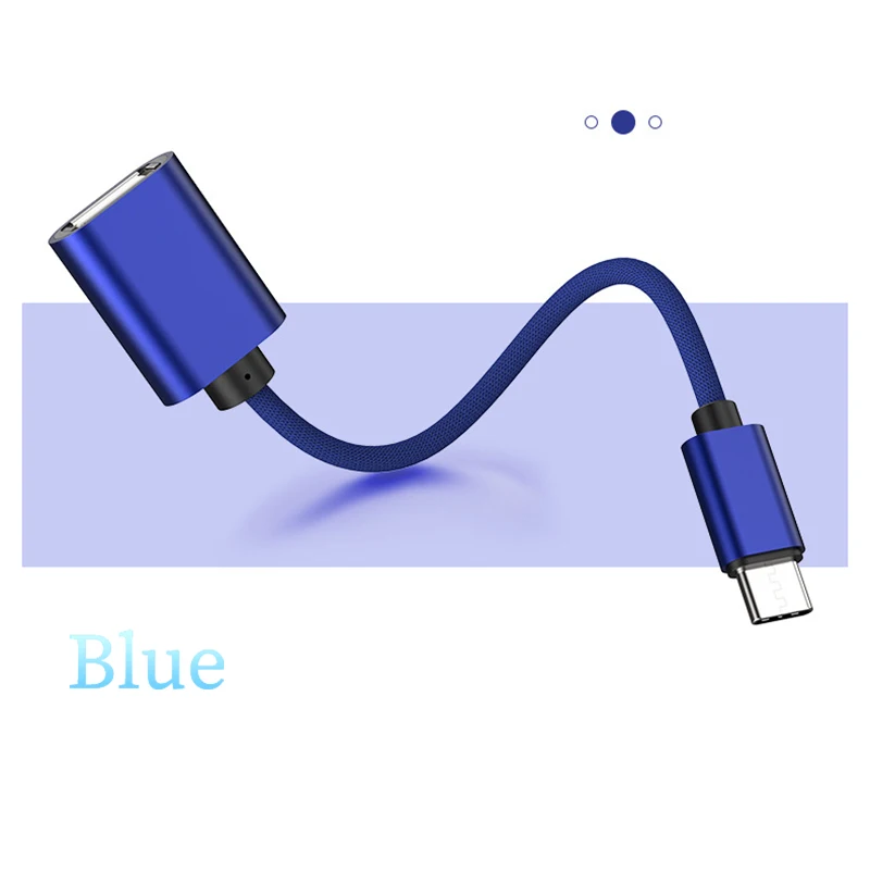 Многофункциональный OTG USB кабель type C адаптер USB C штекер USB 2,0 A Женский кабель для MacBook Pro samsung huawei Phone USB-C OTG - Цвет: Синий