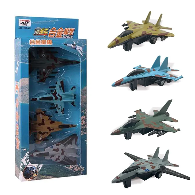 

Wholesale CHILDREN'S Toy Model Camouflage Alloy Military Warrior Fighter Plane Airplane Model Toy Baby Set Combination
