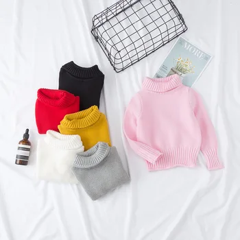 

2020 New Kids Turtleneck Sweater Winter Children's Soft Cotton Sweater Warm Teenager Girls & Boys Pullover Sweaters Jumpers 1-7Y