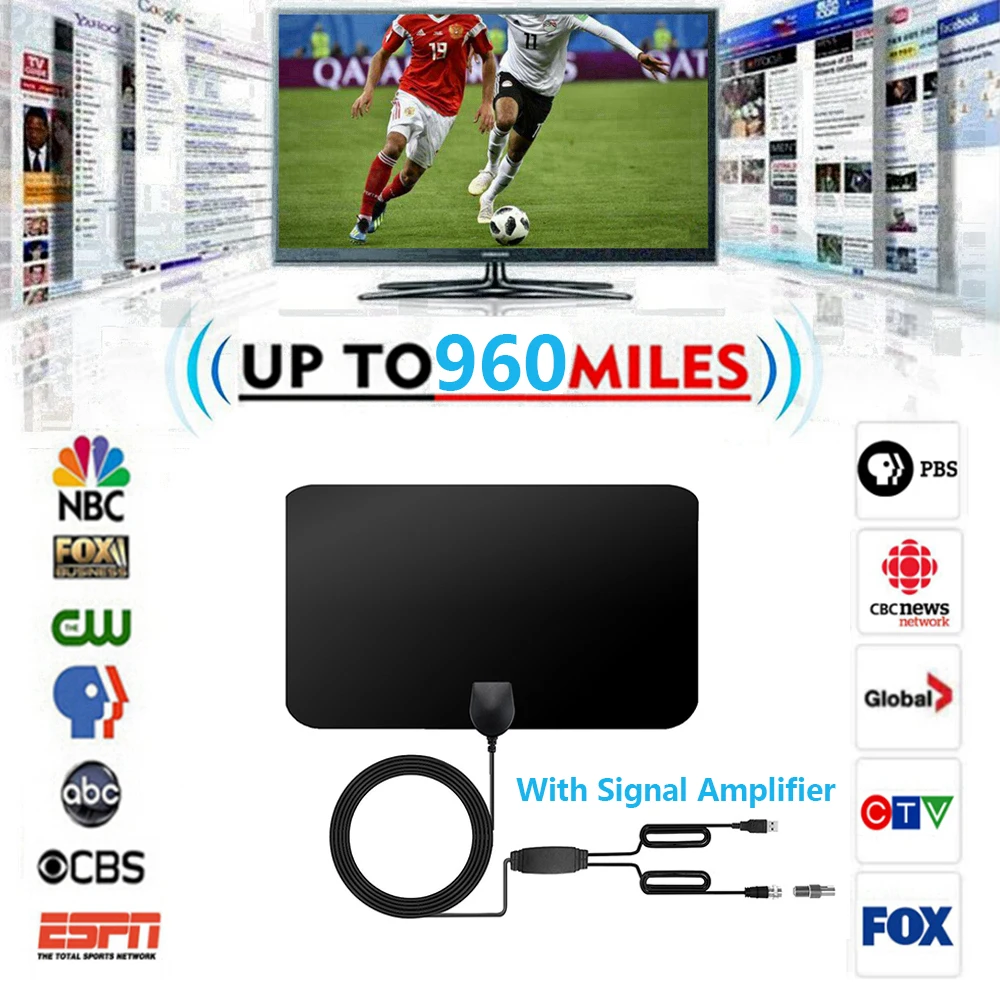 

Far Range TV Antenna Digital HD Skywire 4K HDTV Antena HDTV 1080P with Signal Amplifier Surf Fox Antena TV Radius DVB-T/T2
