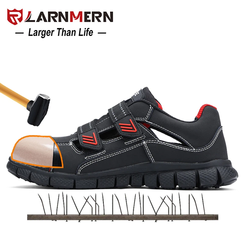 LARNMERN Men's Work Safety Shoes Steel Toe Breathable Lightweight Anti-smashing Anti-puncture Construction Protective Footwear