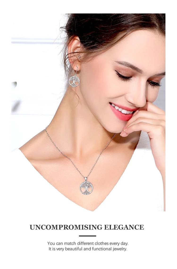 Authentic Eudora, 925 пробы, серебряное дерево жизни, ожерелья, кулон в виде дерева, серьги-капли, ювелирный набор, свадебные ювелирные изделия, подарок