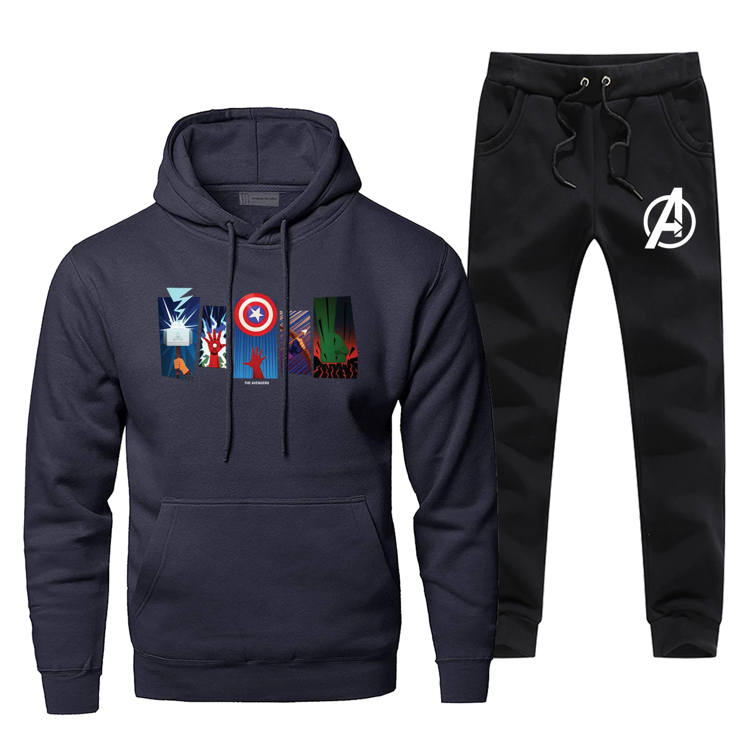 Модные мужские толстовки с капюшоном Marvel, мужские толстовки с супергероями Америки+ штаны, комплекты из двух предметов, мужская повседневная спортивная одежда, уличная одежда