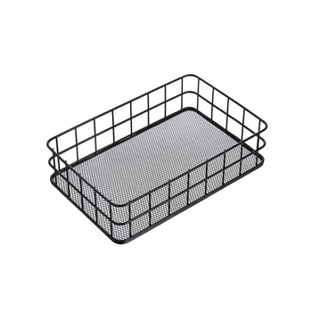 

Iron Desktop Storage Basket Bread Fruit Basket Clothes Sundries Organizer Snacks Toy Cosmetic Container Case Wire Basket Black