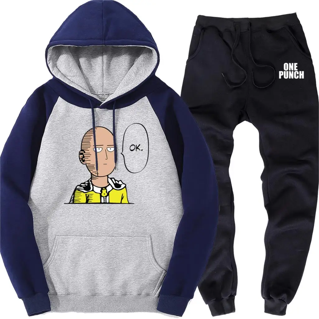 2019 Autumn Men's Sports Suits One Punch Print Male Sweatpants+Pullover Funny Streetwear Clothing Sets Men Sportswear Warm Pants 2019 Autumn Men's Sports Suits One Punch Print Male Sweatpants+Pullover Funny Streetwear Clothing Sets Men Sportswear Warm Pants