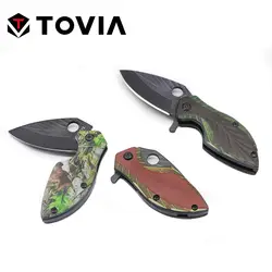 TOVIA Нержавеющая сталь складной Ножи 3D узор листьев карманный мини Портативный Выживание ножа кемпинга инструмент камуфляж