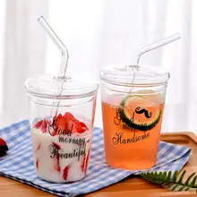 350 мл стеклянный стакан молока с крышкой и соломинкой с красной губой с рисунком бороды кружка с ремнем для детей девочек и взрослых