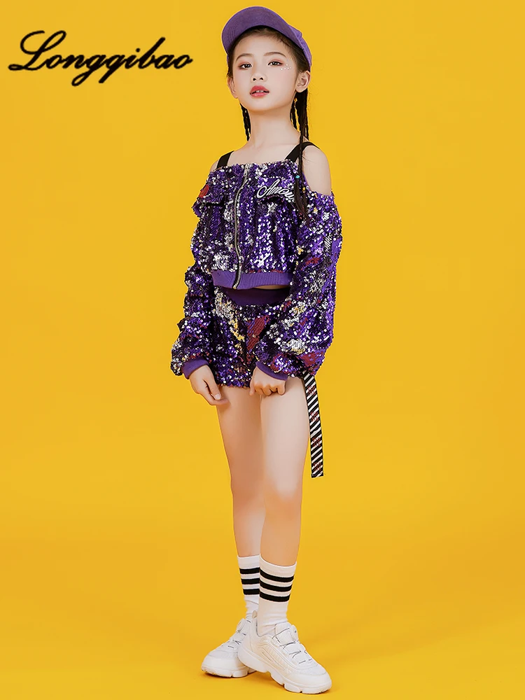Children's Jazz Dance Costume Children's Korean Version of The Trend Hip Hop Hip-hop Set Sequin Girl Drum Show Performance
