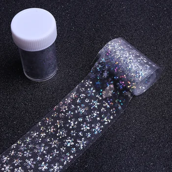 

4*100cm Fashionable Natural Christmas Silver Snowflake Nail Art Foil Transfer Flash Sticker 3D Nail Ornament Nail Beauty
