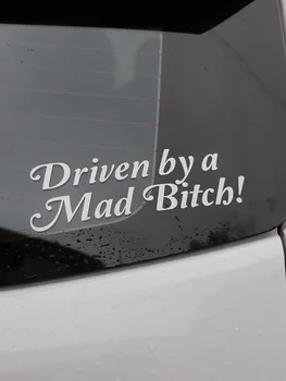 

ZTTZDY 20CM*6.4CM Driven By A Mad Bitch Interesting Car Sticker Decal Black Silver Vinyl ZJ2-0118
