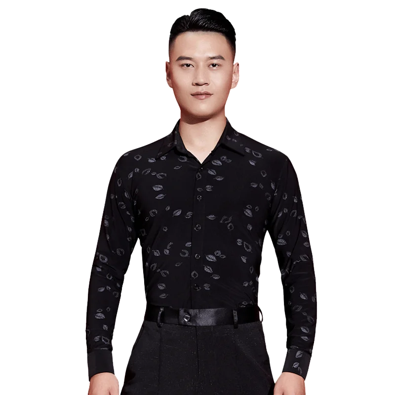 Long sleeve Мужские топы для латинских танцев плюс размер современное бальное Вальс Танго сценическая мужская Одежда для танцев для взрослых футболки для выступлений DWY2249 - Цвет: Long sleeve