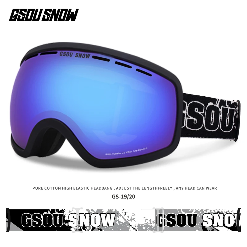 GSOU SNOW Ski Goggles Double Layers UV400 Anti-fog Big Ski Glasses Men Women Snowboarding Skiing Goggles With Packet - Цвет: 011