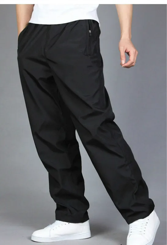 

Autumn & Winter Athletic Pants MEN'S Trousers Brushed And Thick Loose Casual Sweatpants Quick-Dry Dacron Windproof Rain MEN'S Tr