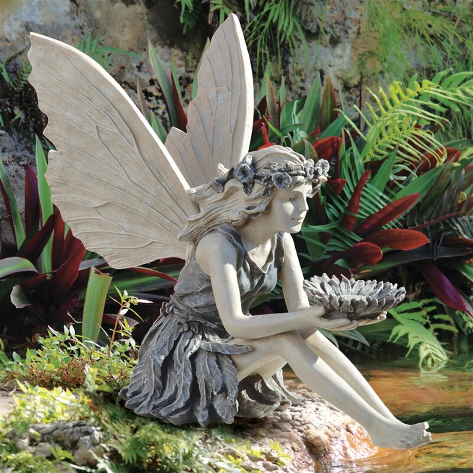 Escultura realista de ángel para decoración de jardín, estatua