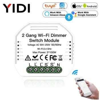 

2 Gang 2 Way WiFi Smart Light LED Dimmer Diy Breaker Module Switch Smart Life/Tuya APP Remote Control Work with Alexa Google