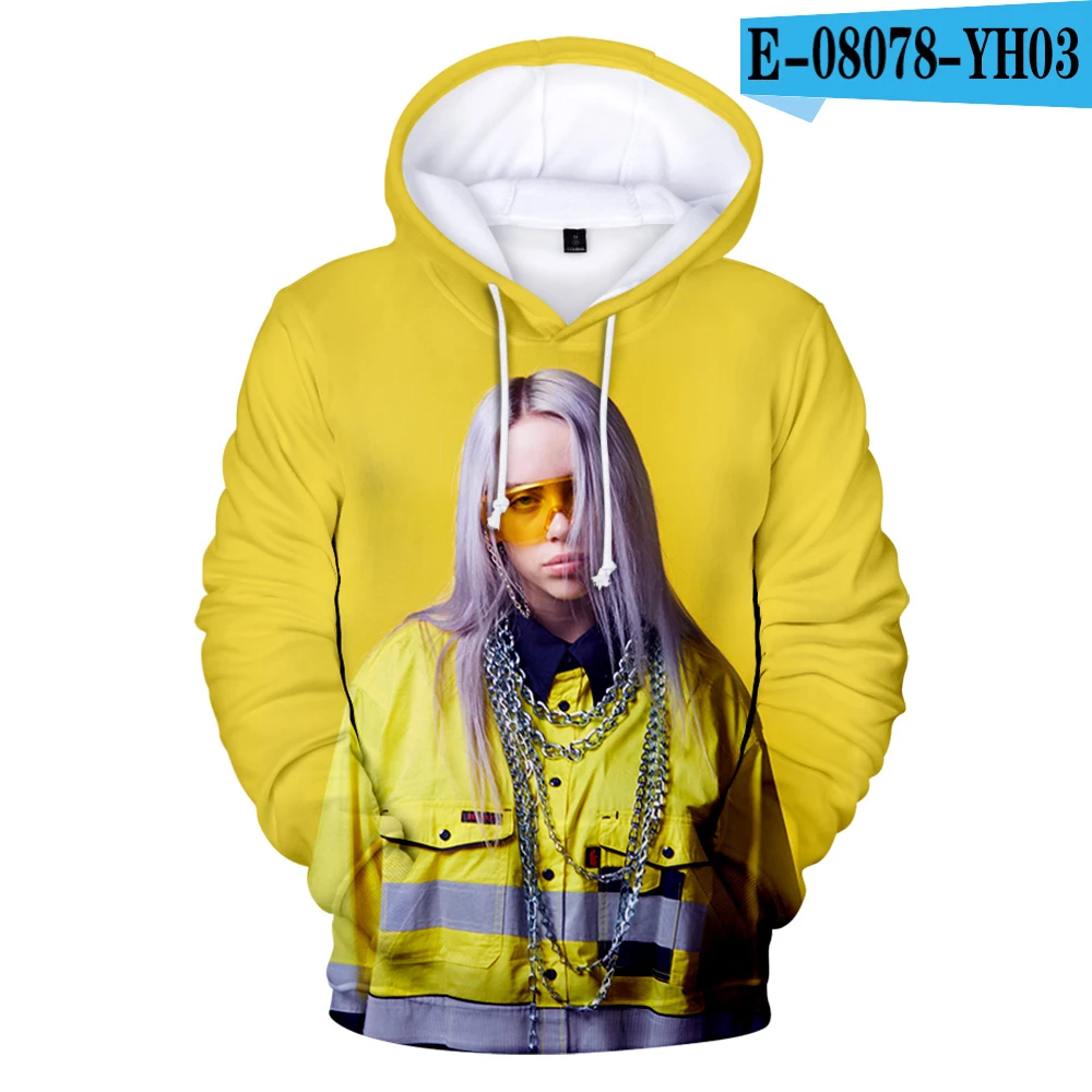 Осенний трендовый Женский пуловер с капюшоном Billie Eilish3D толстовка с капюшоном Женский Мужской Модный пуловер Комфортный топ XXS-4XL - Цвет: 3D